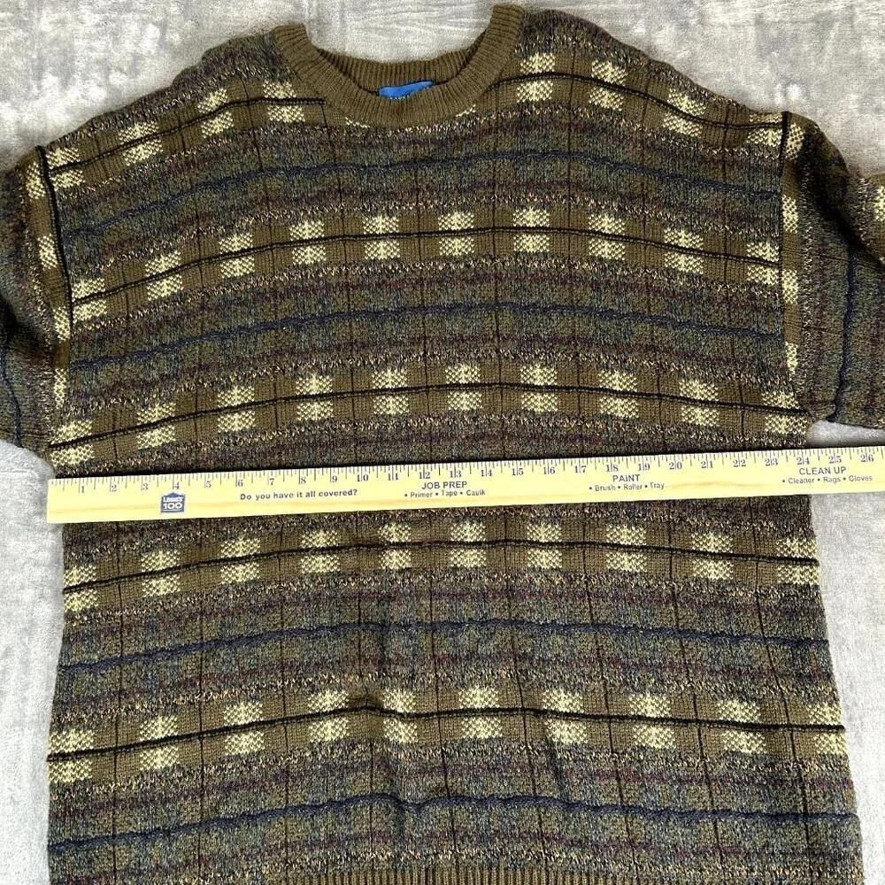 Vintage Towncraft Sweater Mens 2XL Brown Argyle Chunky Pullover Grandpa 90s